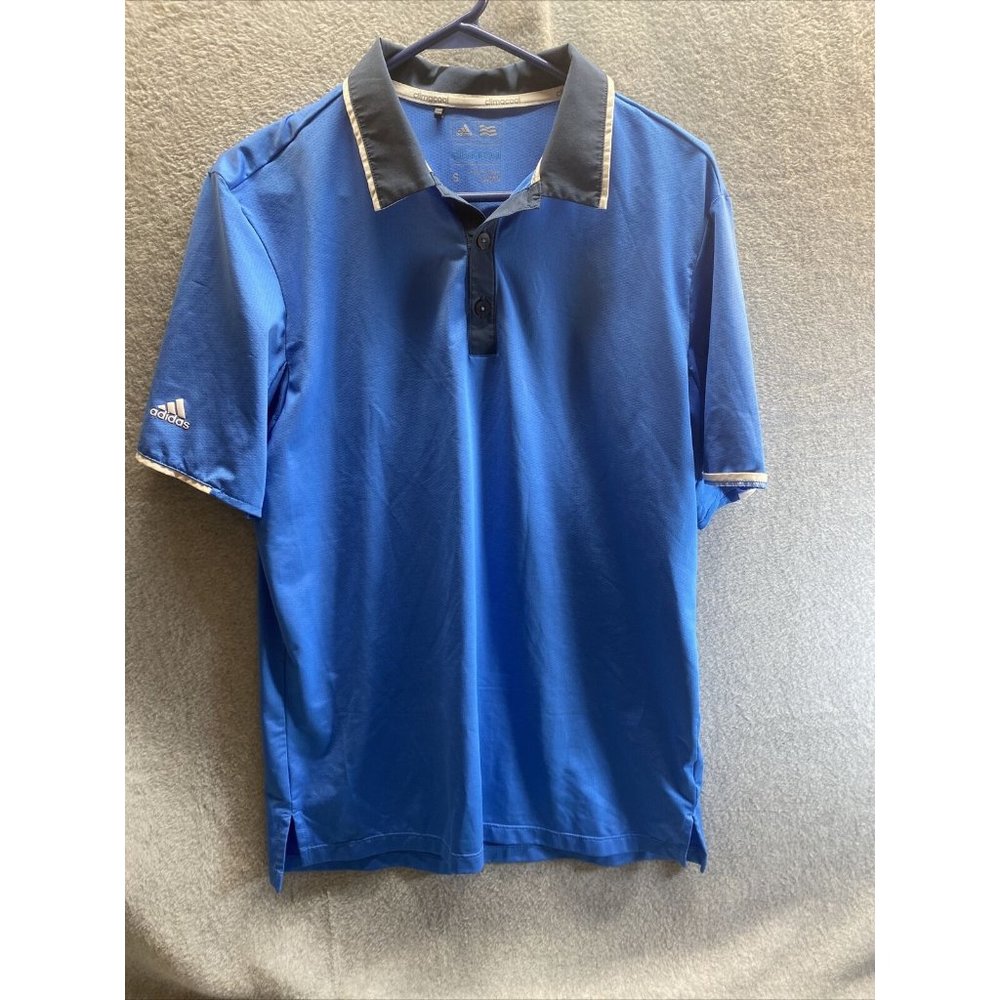 ADIDAS Climacool Mens S Electric & Navy Blue 1/4 Button Up POLO SHIRT